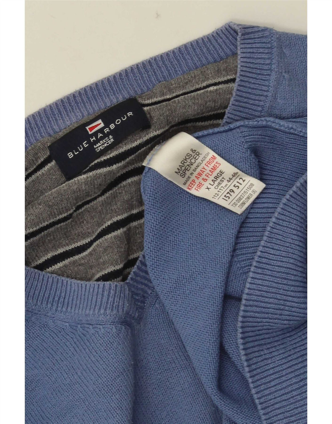 Marks & Spencer Herren Blau Harbor V-Ausschnitt Pullover Pullover XL Baumwolle