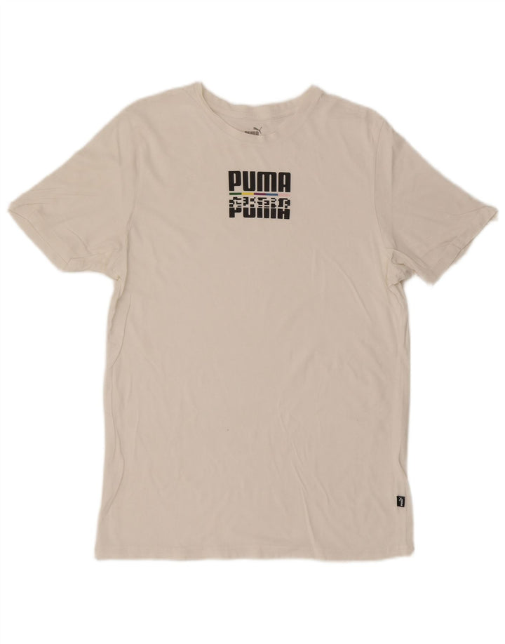 Puma Herren Grafik T-Shirt Top Mittelweiß