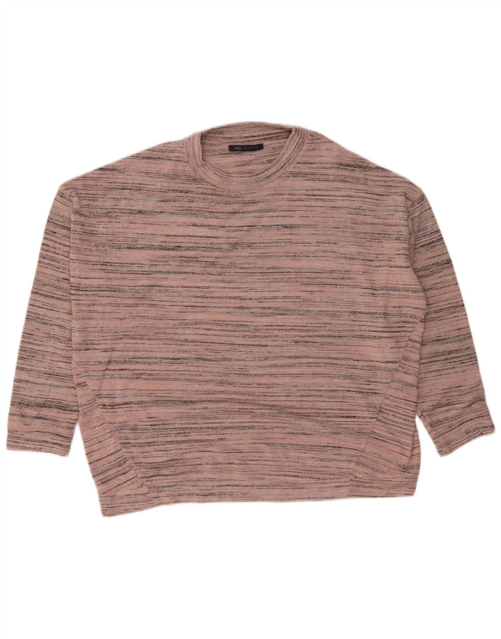 Marks & Spencer Damen-Pullover mit Rundhalsausschnitt, Gr. 12, mittelrosa gestreift