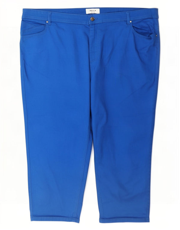 Monsoon Damen Caprihose UK 24 4XL W46 L24 Blaue Baumwolle