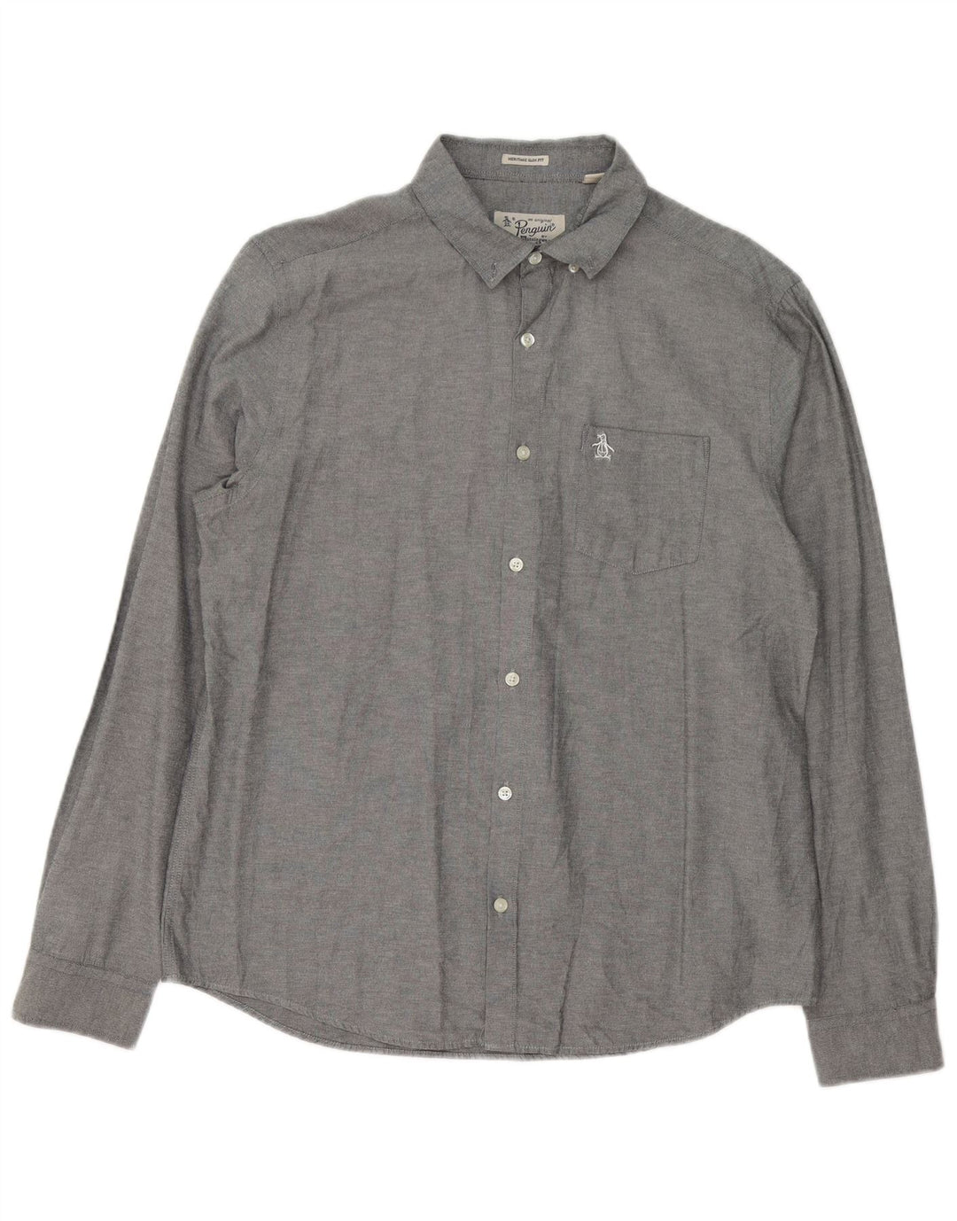 Penguin Herren Heritage Slim Fit Hemd, groß, grau meliert