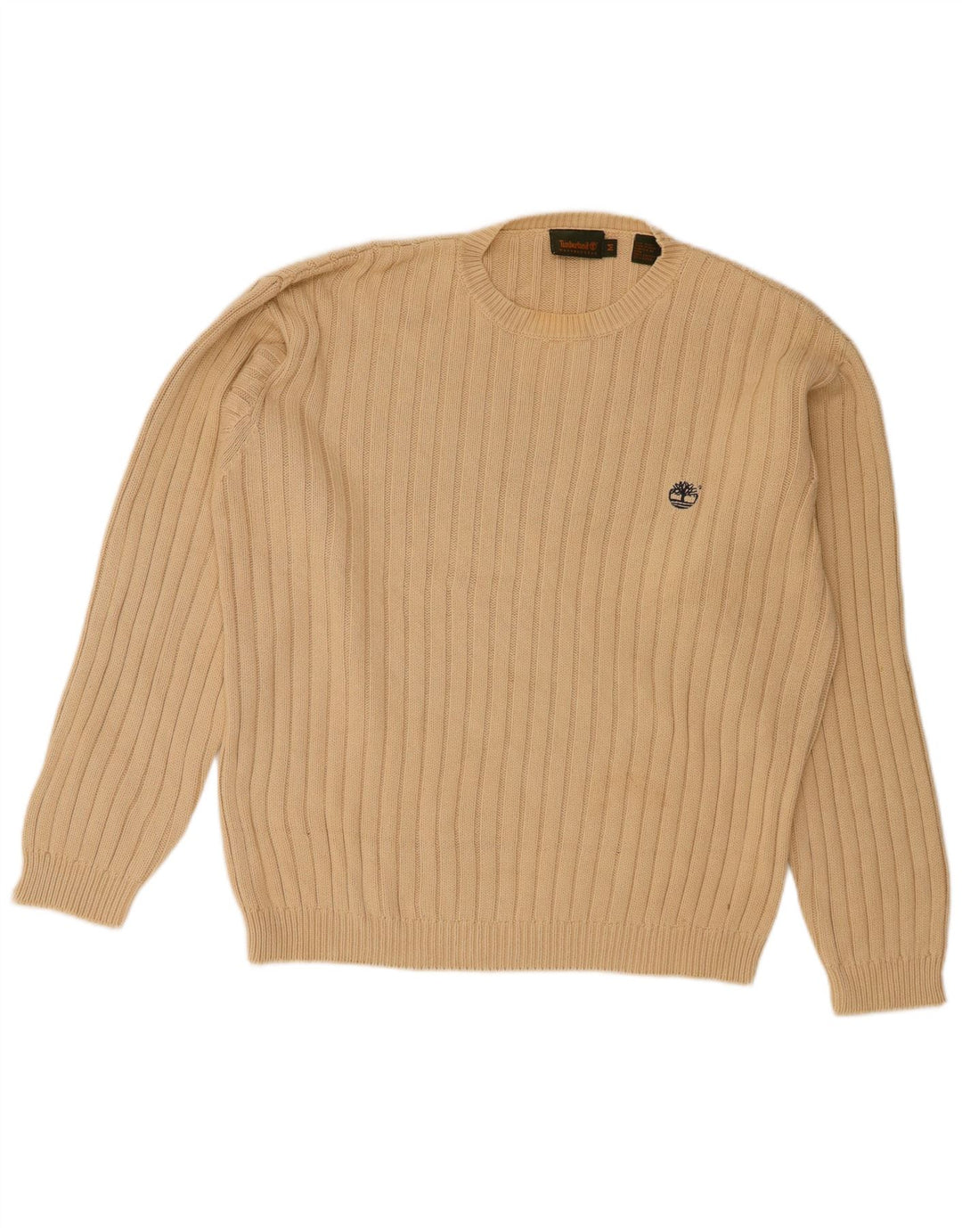 Timberland Herren-Pullover mit Rundhalsausschnitt, mittelbeige Baumwolle