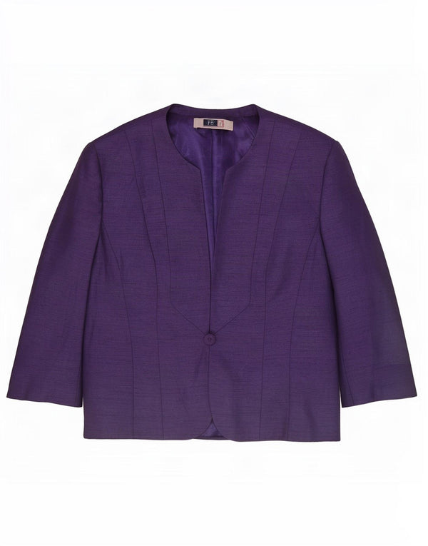 Jacques Vert Damen-Blazerjacke mit 1 Knopf und 3/4-Ärmeln, UK 16, Größe L, Lila