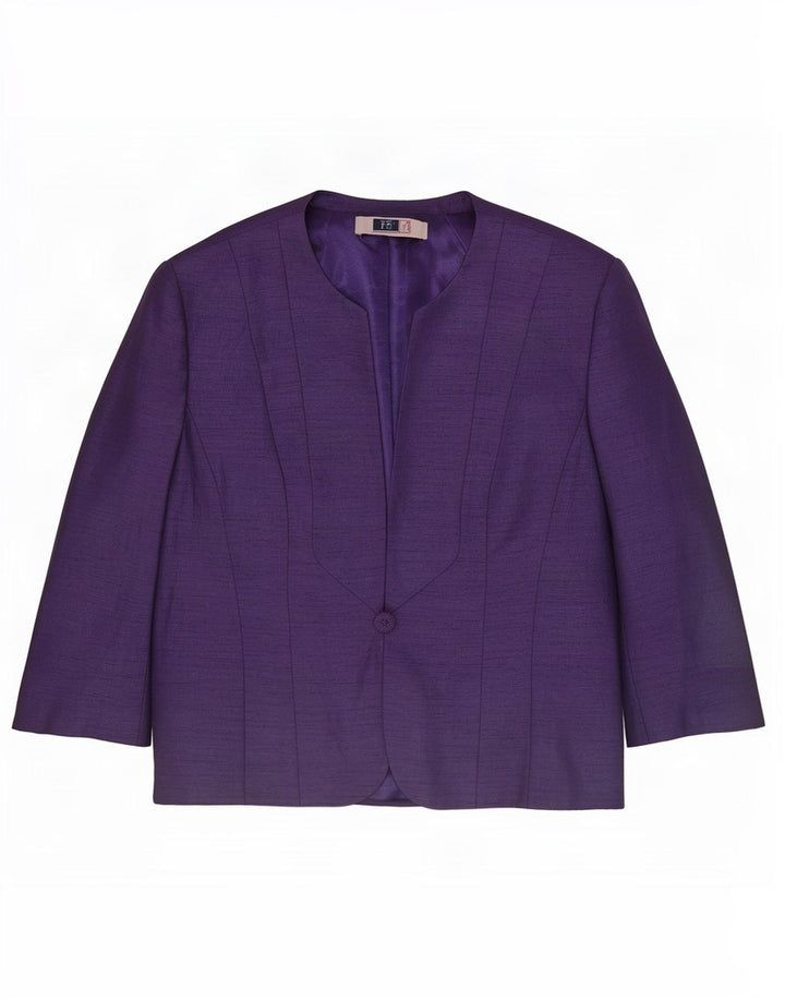 Jacques Vert Damen-Blazerjacke mit 1 Knopf und 3/4-Ärmeln, UK 16, Größe L, Lila