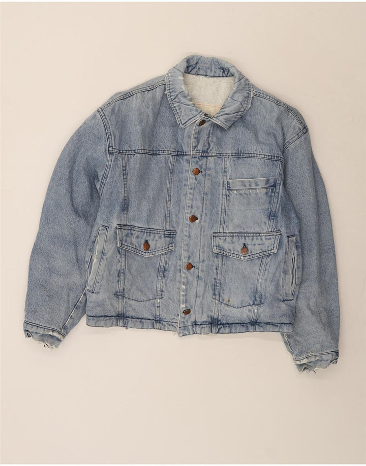 Sisley Herren-Denim-Sherpa-Jacke, UK 40, große blaue Baumwolle