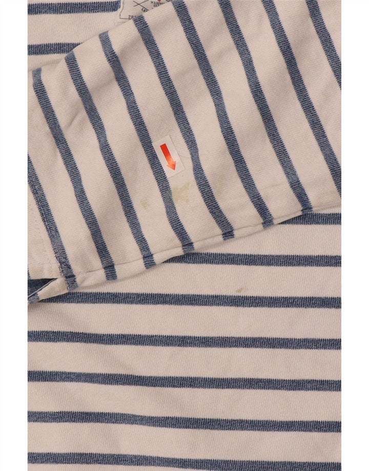 Joules Damen-Sweatshirt mit Knopfkragen, UK 12, Mittelblau gestreift