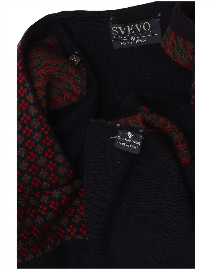 Svevo Herren-Strickweste XL, marineblau, geometrische Wolle