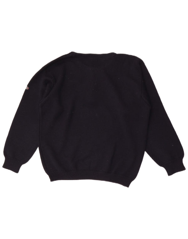 Fly 3 Herren-Pullover mit Knopfkragen, IT 50, mittelmarineblaue Wolle