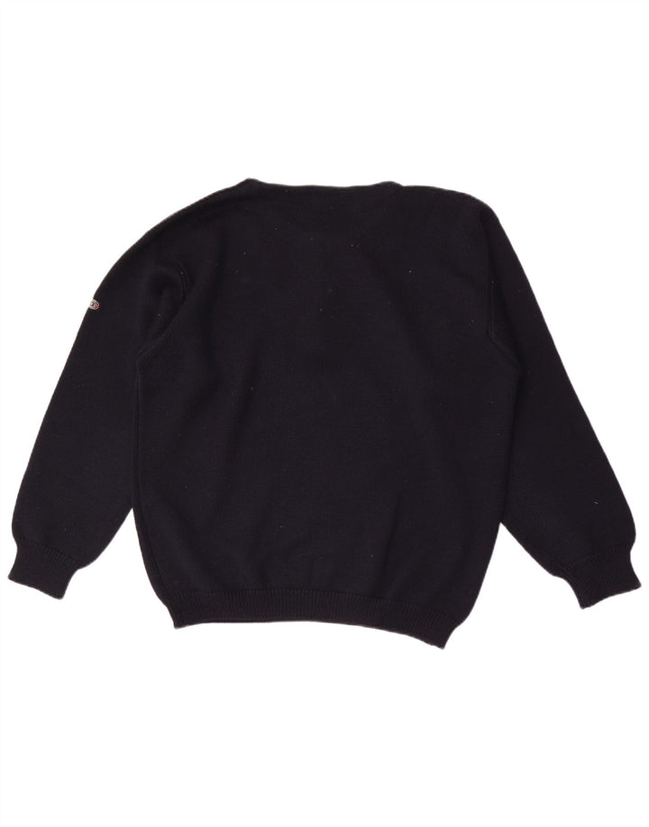 Fly 3 Herren-Pullover mit Knopfkragen, IT 50, mittelmarineblaue Wolle