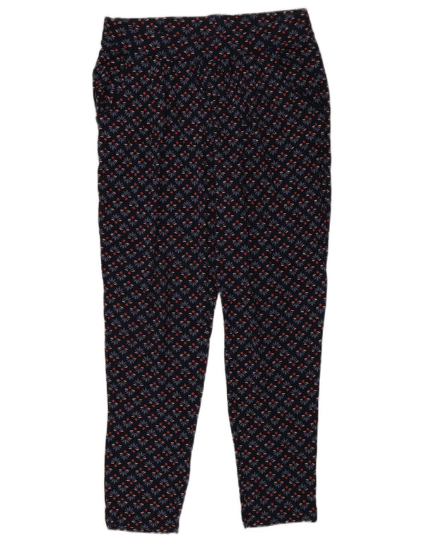 Marks & Spencer Damen Slim-Hose UK 12 M W30 L30 Marineblau mit Blumenmuster