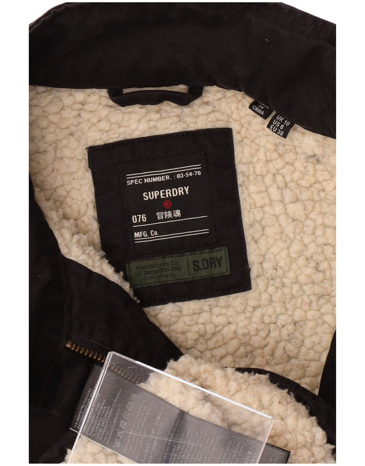 SUPERDRY Damen Militärjacke UK 10 Small Schwarz Baumwolle