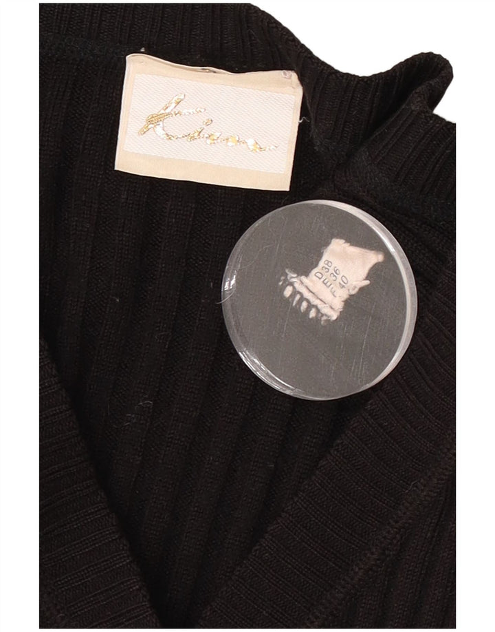 Vintage Damen Crop Cardigan Pullover EU 36 Small Schwarz Polyacryl