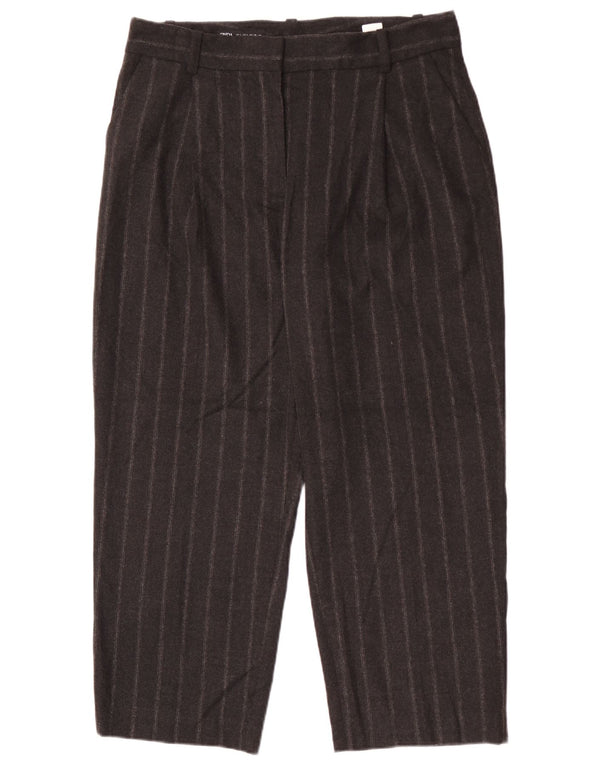 Zara Damen Crop Tapered Anzughose, Größe L, W30, L26, Grau, Nadelstreifen