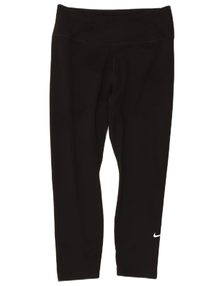Nike Damen Dri Fit Capri Leggings UK 12 Medium Schwarz