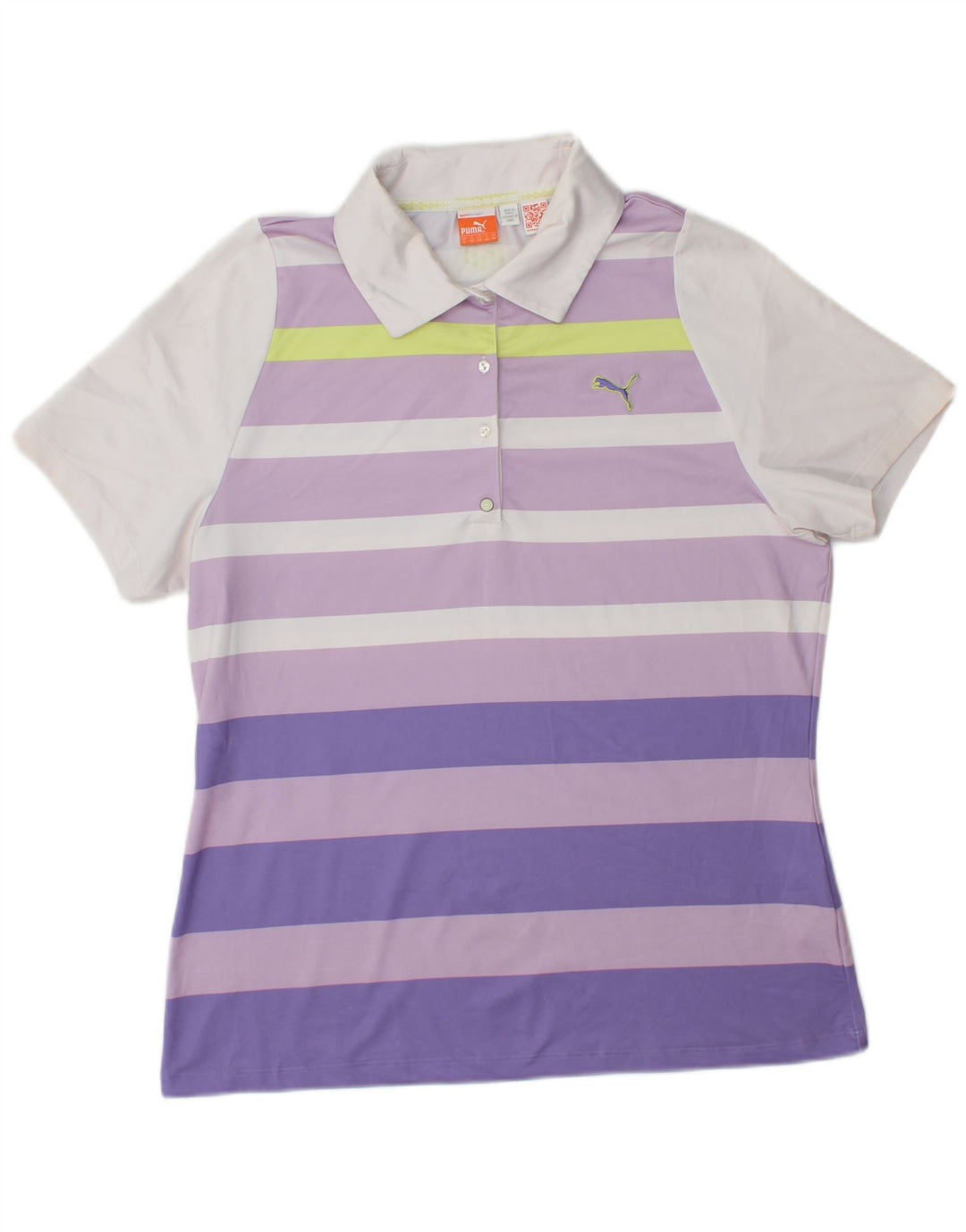 PUMA Damen Poloshirt UK 14 Large Lila gestreift Polyester