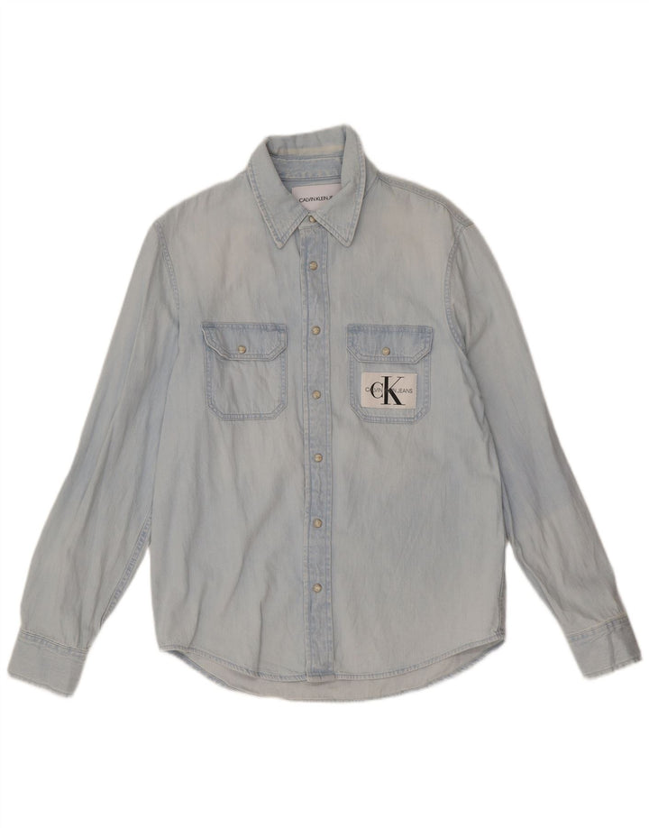 Calvin Klein Jeans Herren Jeanshemd Klein Blau