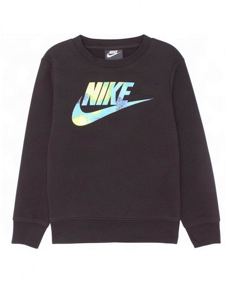 Nike Jungen-Sweatshirt mit Grafik, mittelgroß, schwarze Baumwolle, 5–6 Jahre