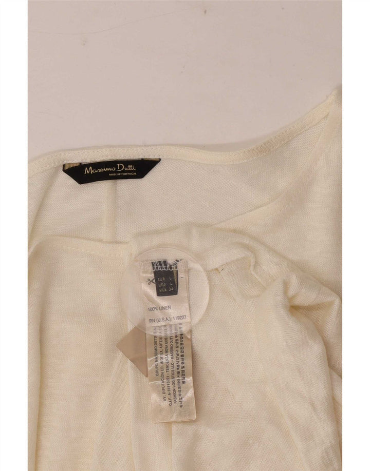 Massimo Dutti Damen Top Langarm UK 16 Large Off White Linen
