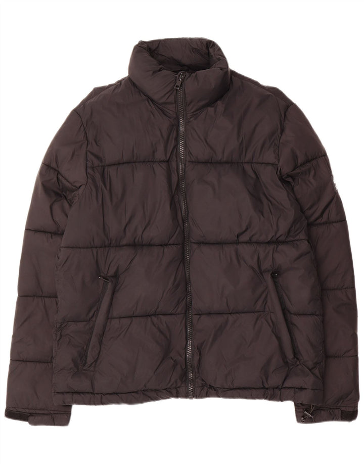 Zara Herren Wattierte Jacke UK 40 Large Schwarz Polyester