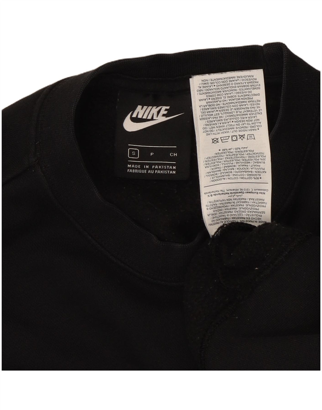 NIKE Womens Crop Oversized Sweatshirt Pullover UK 10 Small Schwarz Baumwolle