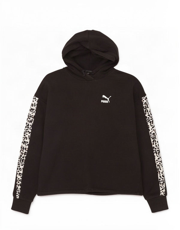 Puma Damen Übergroßer Kapuzenpullover UK 10 Kleiner schwarzer Tierdruck