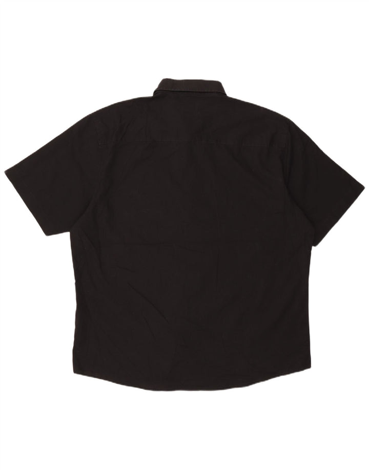 Pierre Cardin Herren-Hemd, kurzärmelig, normale Passform, 3XL, Schwarz, Polyester