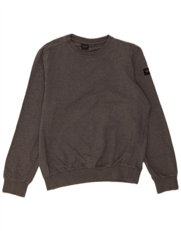 Paul & Shark Herren-Sweatshirt-Pullover, groß, grau gesprenkelte Baumwolle