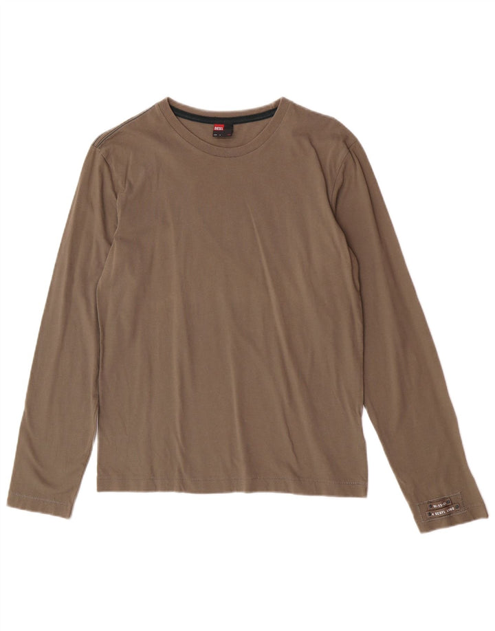 Diesel Damen Top Langarm UK 12 Mittelgraue Baumwolle