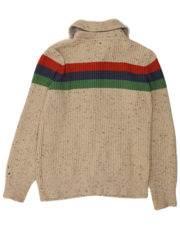 TOMMY HILFIGER Strickjacke für Jungen, 15–16 Jahre, Beige, Colourblock-Baumwolle