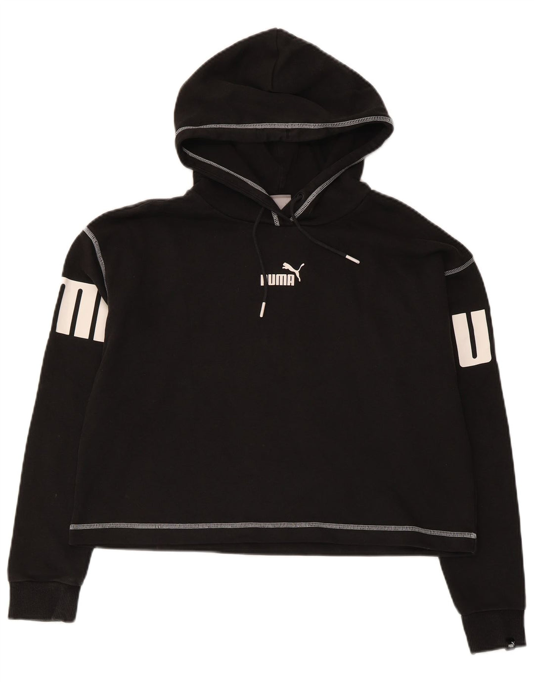 Puma Womens Graphic Oversized Hoodie Pullover UK 10 Small Schwarz