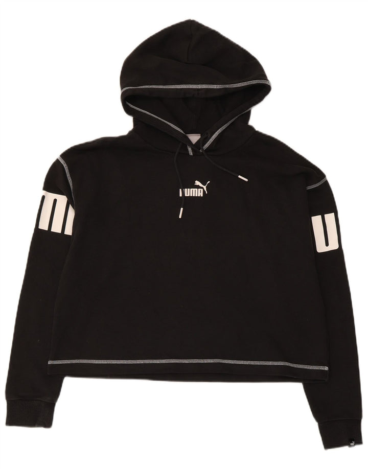 Puma Womens Graphic Oversized Hoodie Pullover UK 10 Small Schwarz