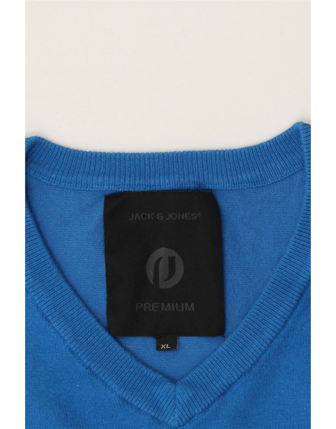 JACK & JONES Mens V-Neck Jumper Sweater XL Blue Acrylic Vintage Jack & Jones and Second-Hand Jack & Jones from Messina Hembry 