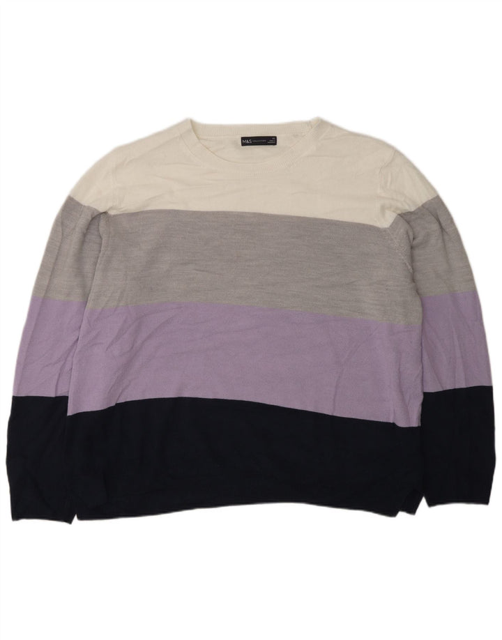 Marks & Spencer Damen-Pullover mit Rundhalsausschnitt, UK 22 2XL, mehrfarbig