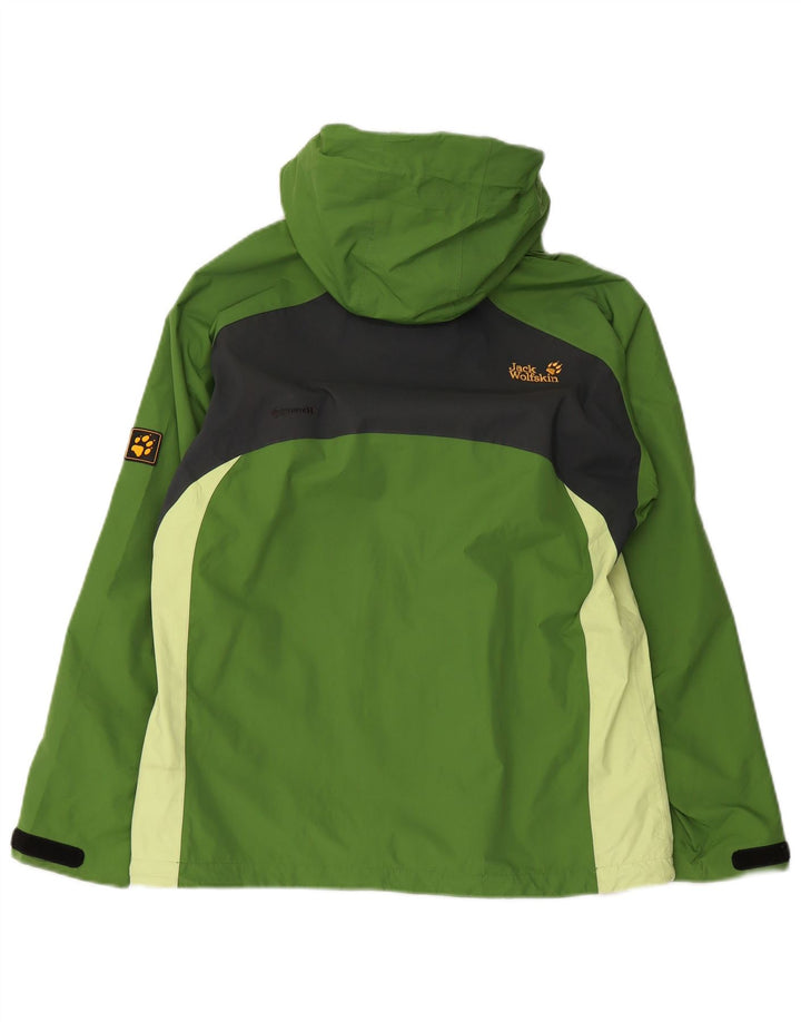 JACK WOLFSKIN Damen-Regenjacke mit Kapuze, UK 12, Mittelgrün, Farbblock
