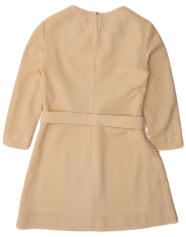 Vintage Damen 3/4 Ärmel A-Linie Kleid IT 46 Large Off White