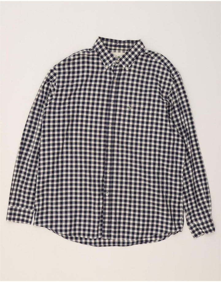 Lacoste Herren-Hemd mit normaler Passform, Größe 46 2XL, marineblaue Gingham-Baumwolle