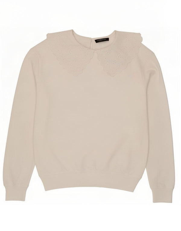 Marks & Spencer Damen Sweatshirt Pullover UK 10 Small Weiße Baumwolle