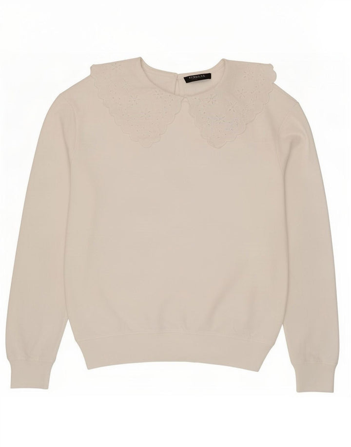 Marks & Spencer Damen Sweatshirt Pullover UK 10 Small Weiße Baumwolle