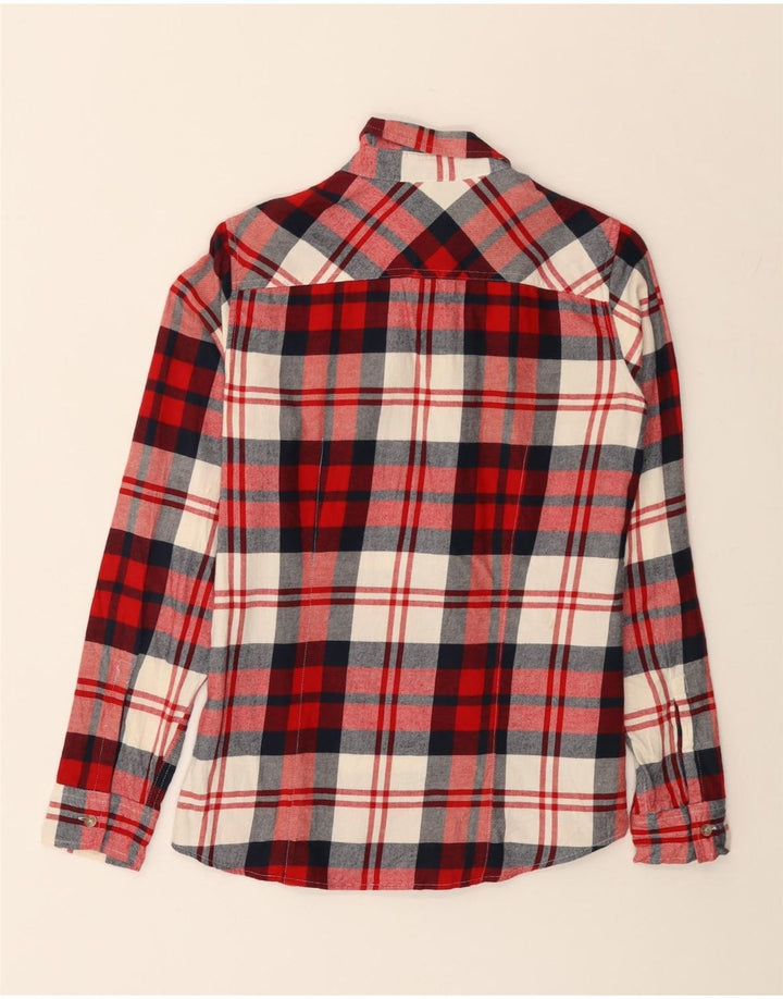 EDDIE BAUER Damen-Flanellhemd mit klassischer Passform, UK 10, klein, rot kariert, Baumwolle