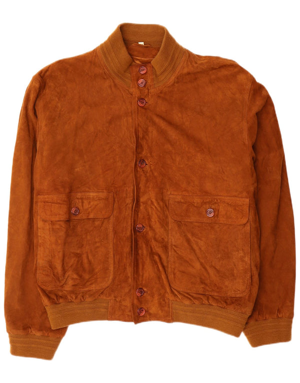 Vintage Herren Wildleder Bomberjacke IT 56 3XL Braunes Leder