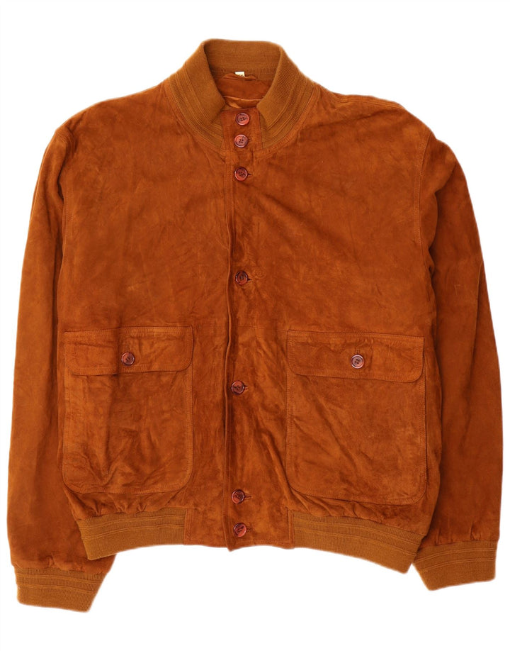 Vintage Herren Wildleder Bomberjacke IT 56 3XL Braunes Leder