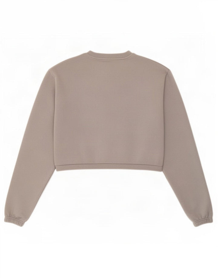 Ellesse Damen Crop Sweatshirt Pullover UK 12 Mittelgraue Baumwolle