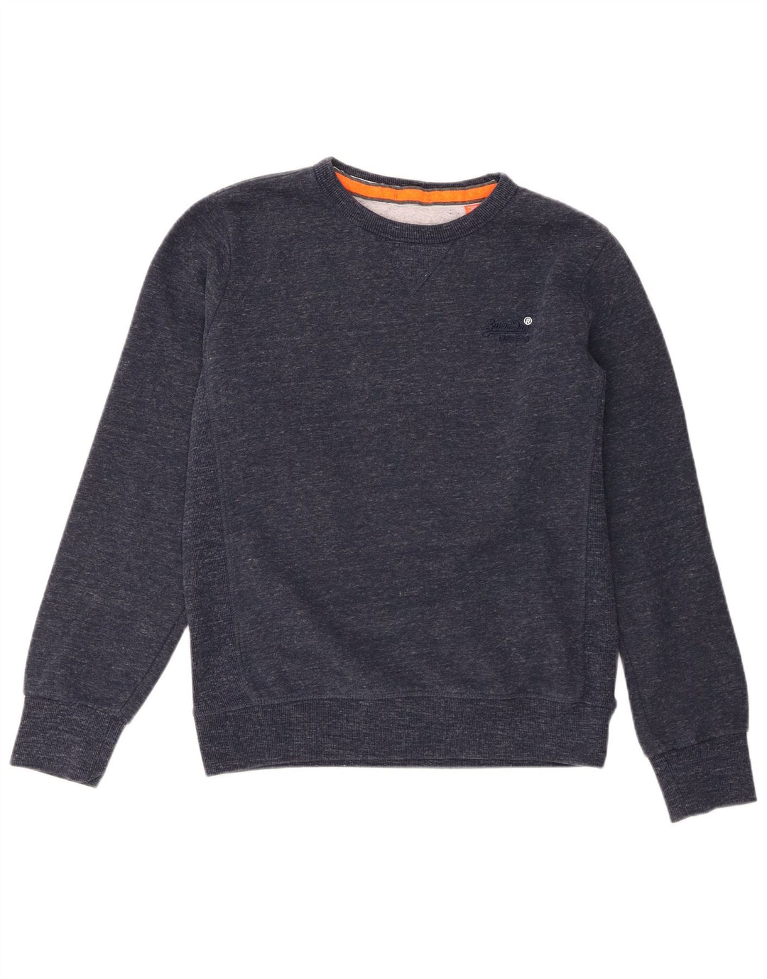 Superdry Herren-Sweatshirt-Pullover, groß, marineblau gesprenkelte Baumwolle