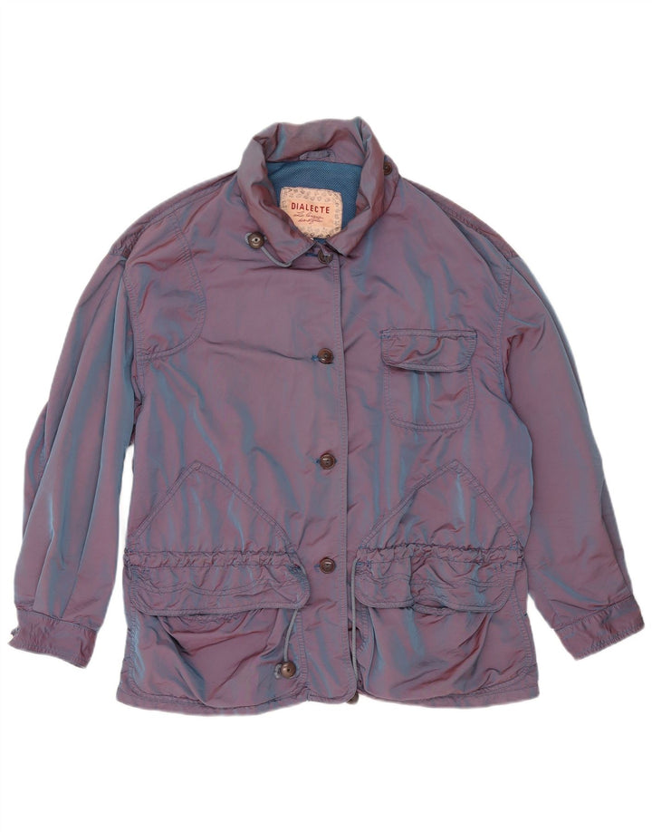 Vintage Damen Übergroße Utility-Jacke IT 44 Mittelblaues Polyamid