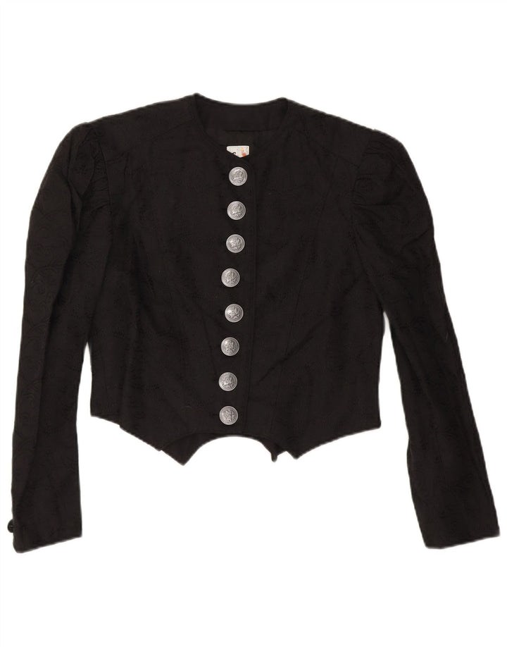 Gossl Damen Trachten Crop Cardigan Top EU 40 Mittelschwarzes Leinen