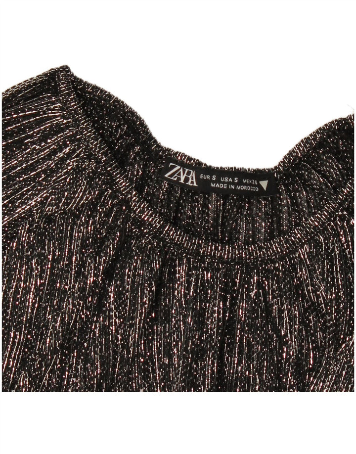 ZARA Damen-Bluse, übergroß, langärmelig, Gr. 40, Größe S, Schwarz, gestreift