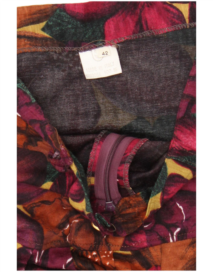 Vintage Damen A-Linienrock IT 42 Medium W26 Mehrfarbig geblümt
