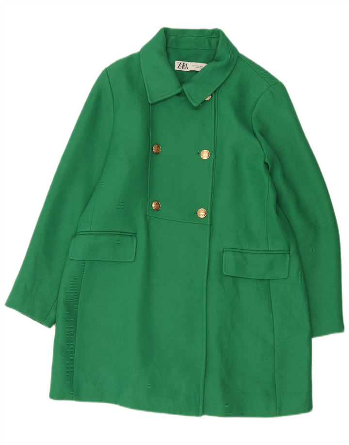 Zara Damen Zweireihiger Mantel UK 18 XL Grün Polyester