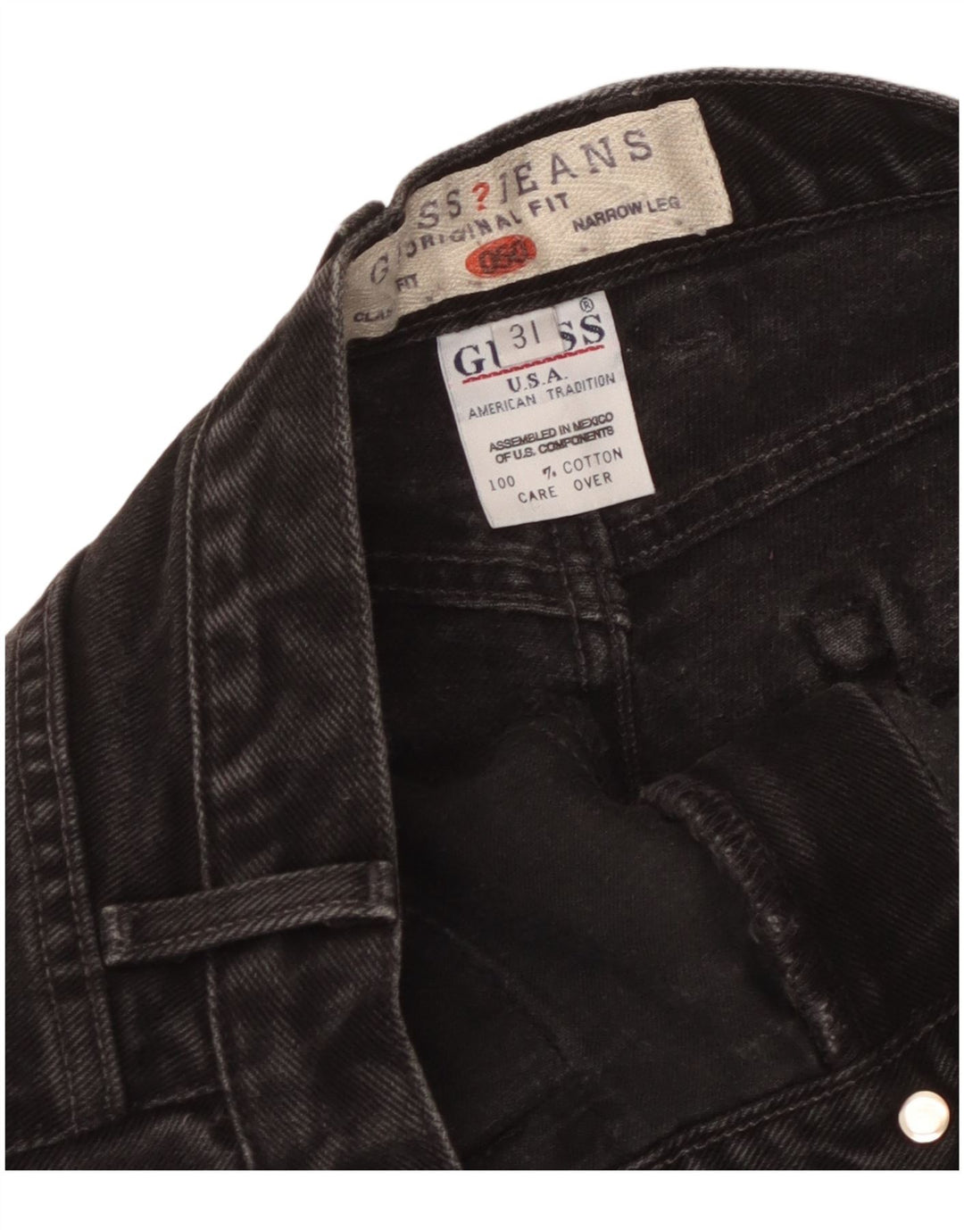 Guess Damen Tapered Jeans W31 L30 Schwarze Baumwolle