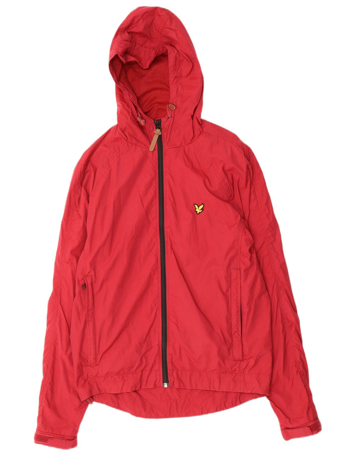 Lyle & Scott Herren Vintage-Regenjacke mit Kapuze, UK 38, Mittelrot, Polyamid